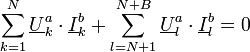 \sum_{k=1}^N \underline{U}_k^a \cdot \underline{I}_k^b + \sum_{l=N+1}^{N+B} \underline{U}_l^a \cdot \underline{I}_l^b=0