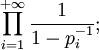 \prod_{i=1}^{+\infty} \frac{1}{1-p_i^{-1}};