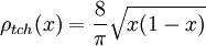 \rho_{tch}(x)=\frac{8}{\pi}\sqrt{x(1-x)}