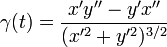 \gamma(t) = \frac{x'y''-y'x''}{(x'^2+y'^2)^{3/2}}