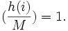 (\frac{h(i)}{M})=1.