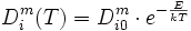 D^m_i (T) = D^m_{i0} \cdot e^{-\frac{E}{kT}}