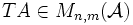 TA\in M_{n,m}(\mathcal{A})