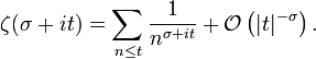\zeta(\sigma+it)=\sum_{n \le t}{\frac1{n^{\sigma+it}}}+\mathcal{O}\left(|t|^{-\sigma}\right).