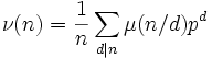 \nu(n)=\frac{1}{n}\sum_{d|n}{\mu(n/d)p^{d}}\,