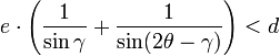 e \cdot \left ( \frac{1}{\sin \gamma} + \frac{1}{\sin (2\theta - \gamma)} \right ) < d