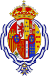 Coat of arms of Maria Mercedes of Bourbon Countess of Barcelona after her husband renounce as Pretender to the Spanish Throne (1977–2000).png