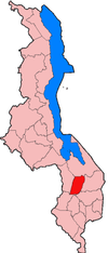 Localisation du district de Balaka (en rouge) à l'intérieur du Malawi