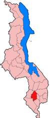 Localisation du district de Blantyre (en rouge) à l'intérieur du Malawi