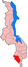 Localisation du district de Chikwawa (en rouge) à l'intérieur du Malawi