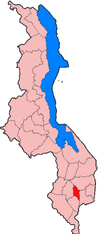 Localisation du district de Chiradzulu (en rouge) à l'intérieur du Malawi