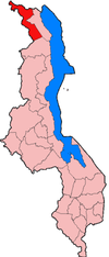 Localisation du district de Chitipa (en rouge) à l'intérieur du Malawi
