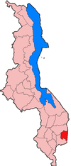 Localisation du district de Phalombe (en rouge) à l'intérieur du Malawi