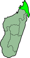 Carte de Madagascar mettant en évidence la province d'Antsiranana