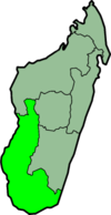 Carte de Madagascar mettant en évidence la province de Tuléar