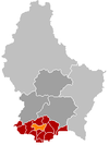Localisation de Mondercange au Luxembourg
