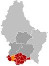 Localisation de Sanem au Luxembourg