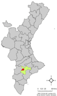 Localisation de Onil province d'Alicante en Espagne et dans la Communauté valencienne