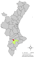 Localisation de Banyeres de Mariola province d'Alicante en Espagne et dans la Communauté valencienne