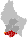 Localisation de Pétange dans le Luxembourg