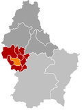 Localisation de Redange dans le Luxembourg