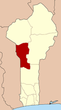 Carte du Bénin faisant ressortir le département de Donga