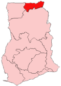 Localisation de la Région du Haut Ghana oriental au Ghana