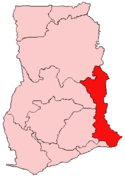 Localisation de la Région de la Volta au Ghana