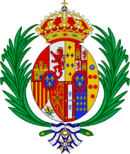 Coat of arms of Maria Mercedes of Bourbon, Countess of Barcelona as consort of the Pretender to the Spanish Throne (1977–2000).png