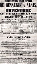 Affiche de l'ouverture de la ligne de Bessèges à Alais