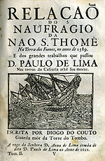 D. Paulo de Lima, Nau S. Thomé na terra dos Fumes, 1598, por Diogo do Couto.jpg