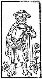 Image censée représenter François Villon dans la plus ancienne édition des ses œuvres (Pierre Levet, 1489)