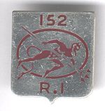 insigne régimentaire du 152e régiment d'infanterie.