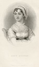 Portrait de Jane Austen publié dans A Memoir of Jane Austen en 1870, gravé d'après une aquarelle de James Andrews de Maidenhead, elle-même tirée du portrait fait par Cassandra Austen.