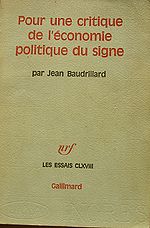 Jean Baudrillard, Pour une critique de l'economie maitrier.jpg