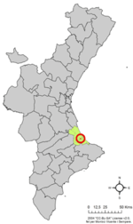 Localisation d'Almoines par rapport à la  Communauté valencienne