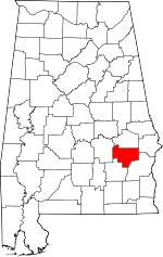Localisation du comté de Bullock (en rouge) dans l'Alabama