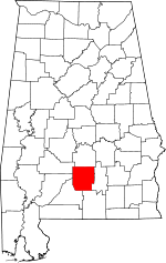 Localisation du comté de Butler (en rouge) dans l'Alabama