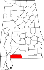 Localisation du comté d'Escambia (en rouge) dans l'Alabama