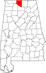 Localisation du comté de Limestone (en rouge) dans l'Alabama