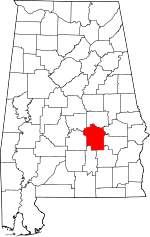 Localisation du comté de Montgomery (en rouge) dans l'Alabama