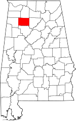Localisation du comté de Winston (en rouge) dans l'Alabama