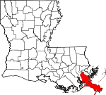 Situation de la Paroisse Plaquemine en Louisiane