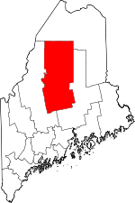 Carte situant le comté de Piscataquis (en rouge) dans l'état du Maine