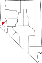 Carte du comté de Storey (en rouge) dans l'État du Nevada