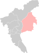 Localisation du district de Zengcheng dans la préfecture de Guangzhou (en rose)
