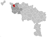 Situation de la commune au sein de l'arrondissement de Tournai et de la province de Hainaut