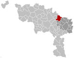 Situation de la commune dans l'arrondissement de Charleroiet la province de Hainaut