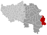 Situation de la commune au sein de l’arrondissement de Verviers et de la province de Liège