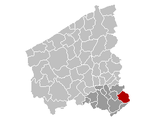 Situation de la ville au sein de l'arrondissement de Courtrai et de la province de Flandre-Occidentale